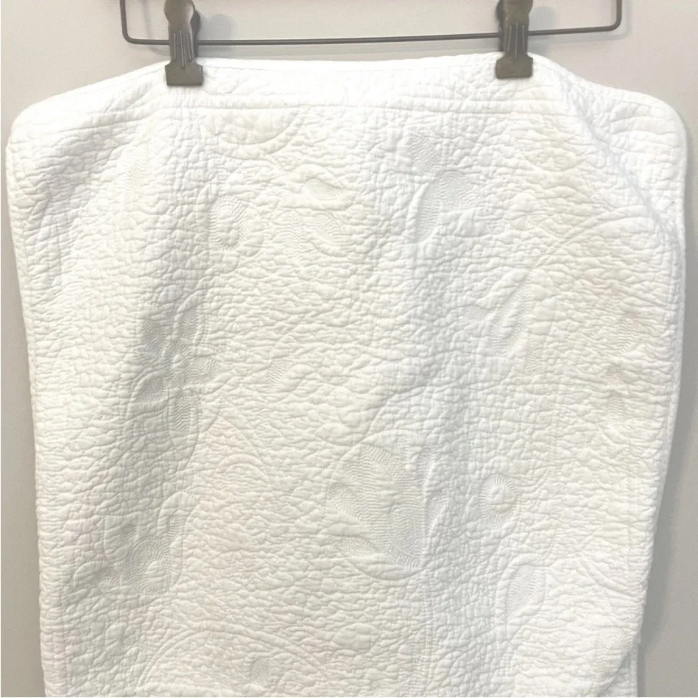 King Pillow Shams White Quilted 100% Cotton  - Pair